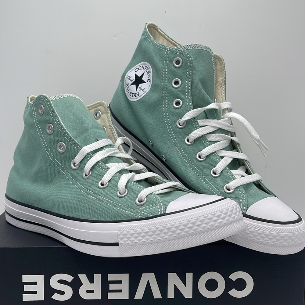 Converse Men’s High Tops in Mint Green Chuck Taylor All Star Canvas Sneakers - Picture 4 of 16